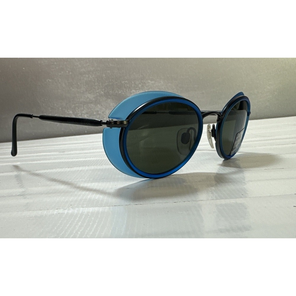Vintage Giorgio Armani 666 1066 Steampunk Sunglasses w/ Blue Side Shields